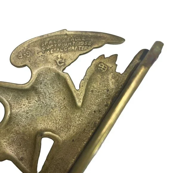 Virginia Metalcrafters Solid Brass Spread Wings American Eagle Bookends Set 1952 - Picture 7 of 9